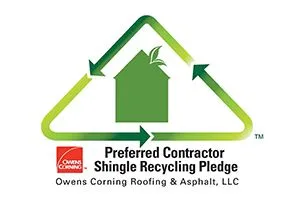 owens corning preferred contractor shingle recycling pledge logo